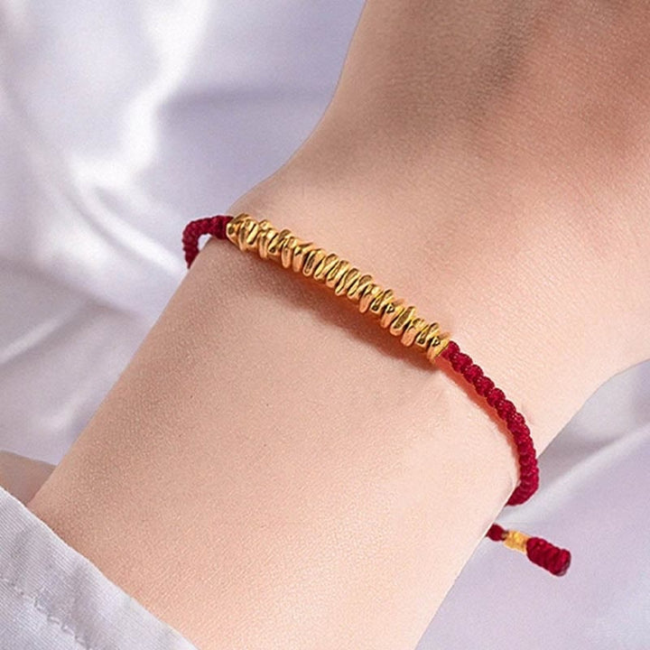 Buddha Stones 999 Gold Small Gold Pieces Design Handmade Protection Braided Rope Bracelet - image 10