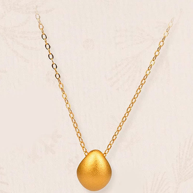 Buddha Stones 999 Gold Egg Water Drop Pattern Blessing Necklace Pendant