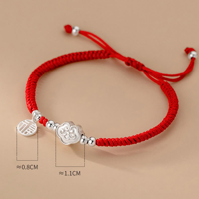 Buddha Stones Handmade 925 Sterling Silver Fu Character Auspicious Clouds Blessing Braided Rope Bracelet - image 4