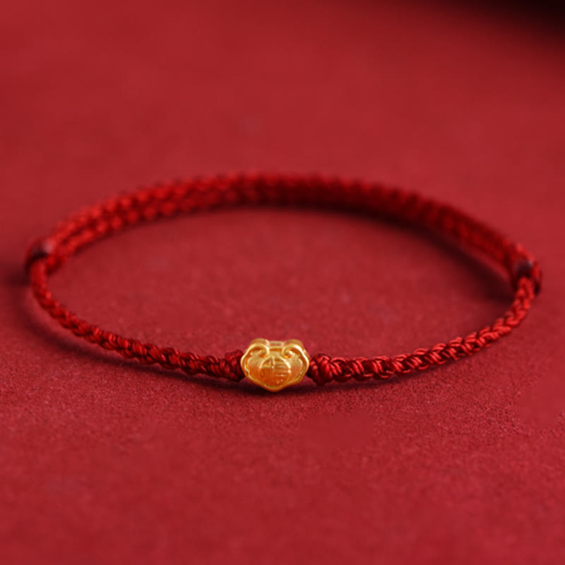 Buddha Stones 999 Gold Chinese Lock Charm Fu Character Protection Handmade Rope Bracelet - image 13