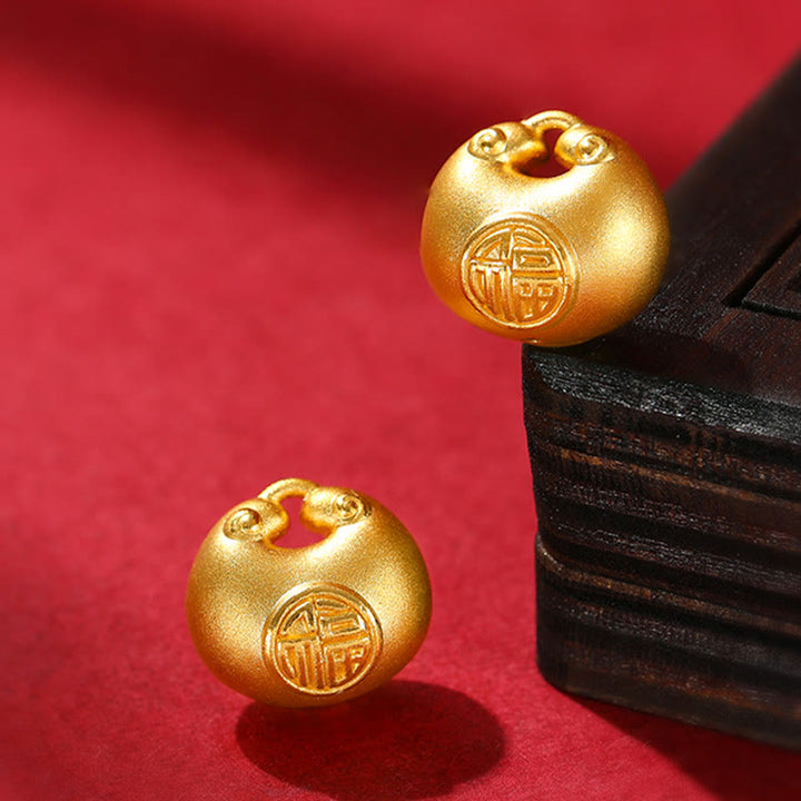 Buddha Stones 999 Gold Fu Character Wish Lock Pattern Luck Rope Necklace Pendant - image 8