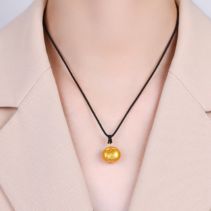Buddha Stones 999 Gold Fu Character Wish Lock Pattern Luck Rope Necklace Pendant - image 10