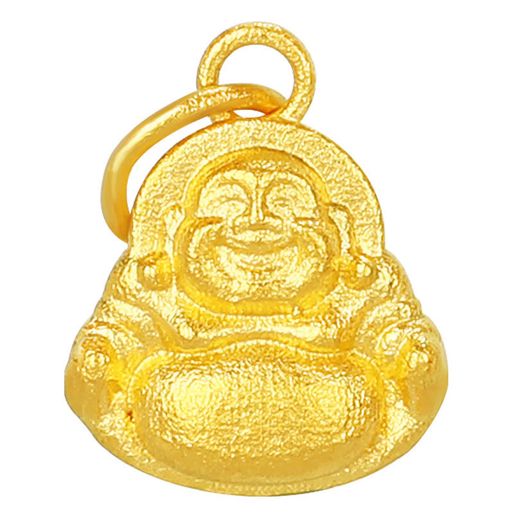 Buddha Stones 999 Gold Mini Laughing Buddha Luck Wealth Necklace Pendant - image 18