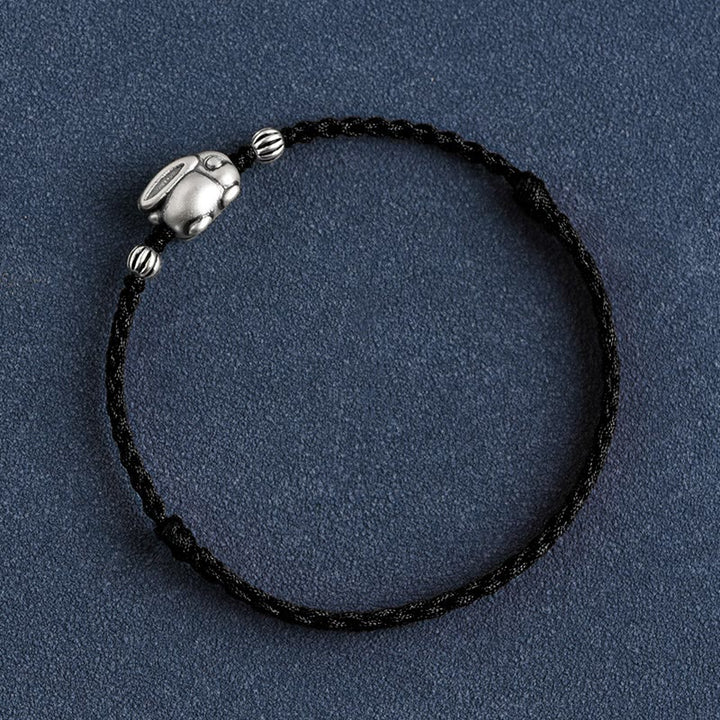 Buddha Stones Handmade 999 Sterling Silver Rabbit Luck Rope Bracelet Anklet - image 23