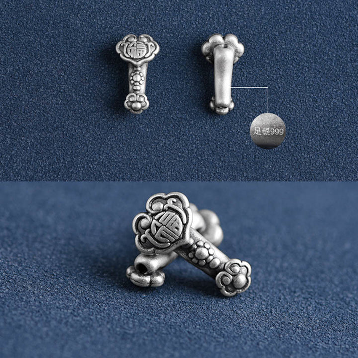 Buddha Stones Handmade 999 Sterling Silver Fu Character Wish Ruyi Handle Fortune Rope Bracelet Anklet - image 21