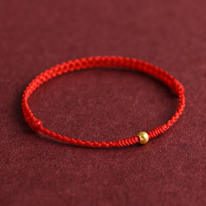 Buddha Stones 999 Gold One Mini Bead Design Handmade Strength Braided Rope Bracelet Anklet - image 6