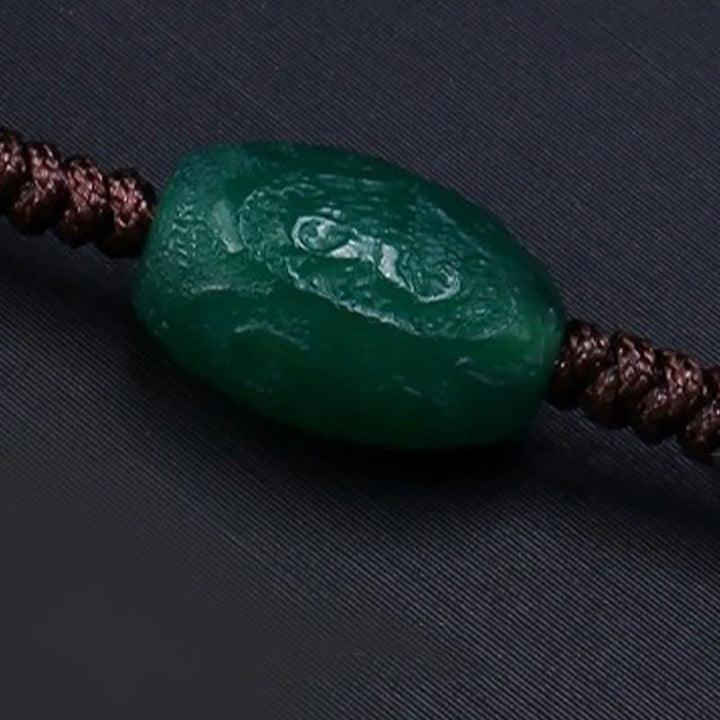 Buddha Stones Tibetan Nine-eye Dzi Bead Protection Braided Rope Necklace Pendant