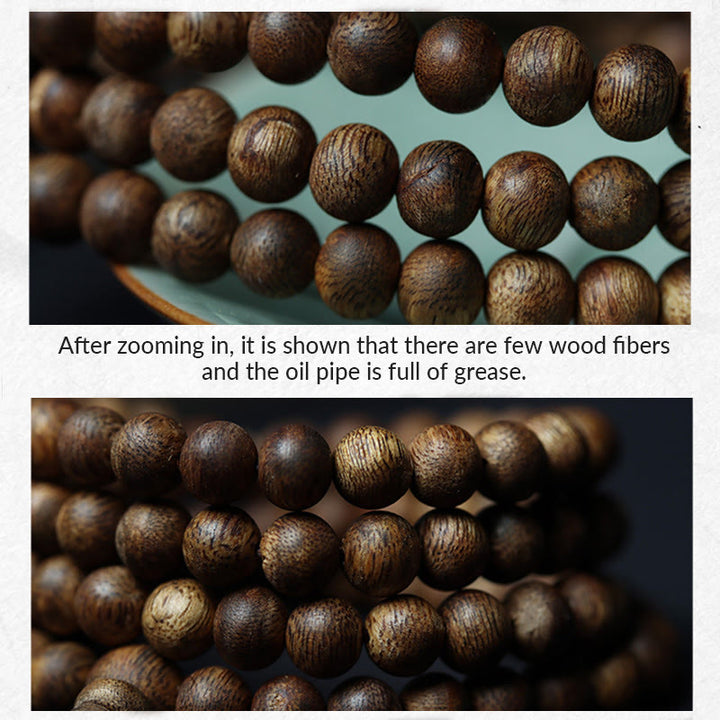 Buddha Stones 108 Mala Beads Huizhou Green Qinan Agarwood Peace Strength Bracelet