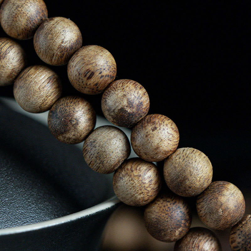 Buddha Stones 108 Mala Beads Hainan White Qinan Agarwood Calm Strength Bracelet