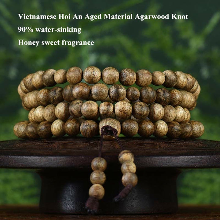 Buddha Stones 108 Mala Beads Hoi An Agarwood Ward Off Evil Spirits Bracelet