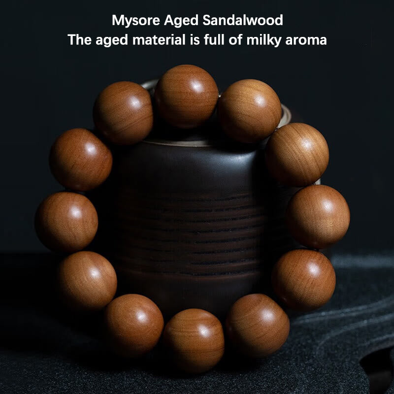 Buddha Stones Mysore Sandalwood Wood Bead Healing Mala Bracelet