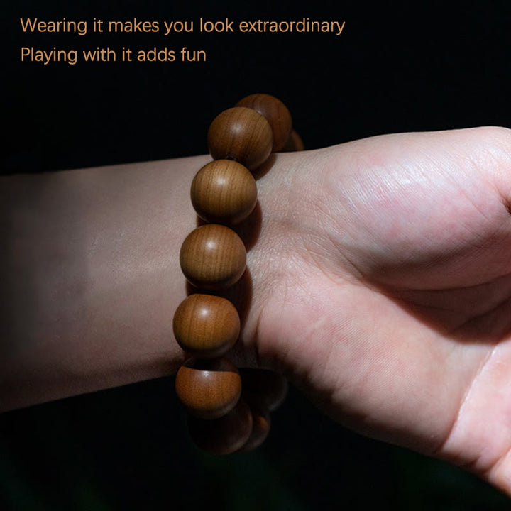 Buddha Stones Mysore Sandalwood Wood Bead Healing Mala Bracelet