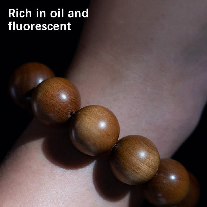 Buddha Stones Mysore Sandalwood Wood Bead Healing Mala Bracelet