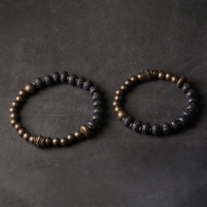 Buddha Stones Lava Rock Beads Adsorb Negative Energy Copper Bracelet