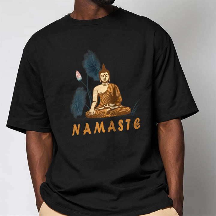 Buddha Stones NAMASTE Buddha Lotus Leaf Tee T-shirt - image 7