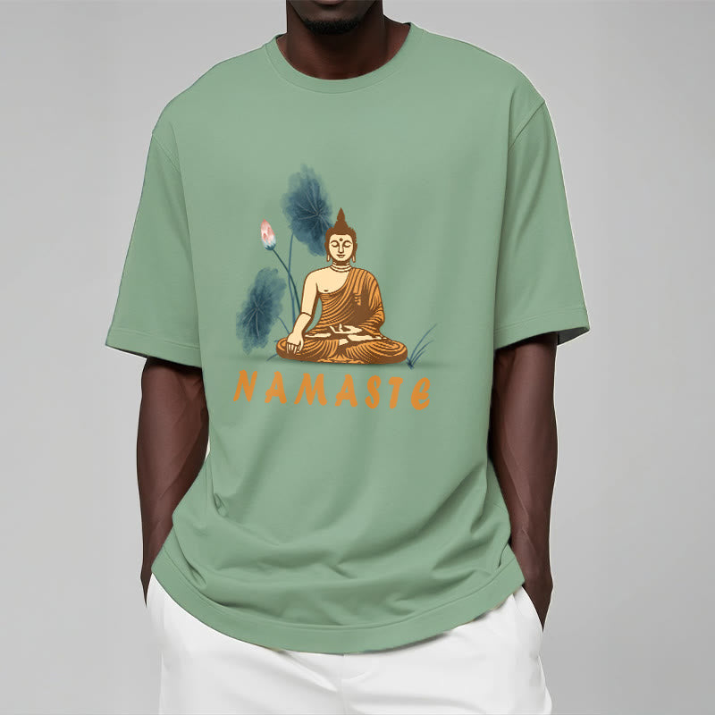 Buddha Stones NAMASTE Buddha Lotus Leaf Tee T-shirt - image 15