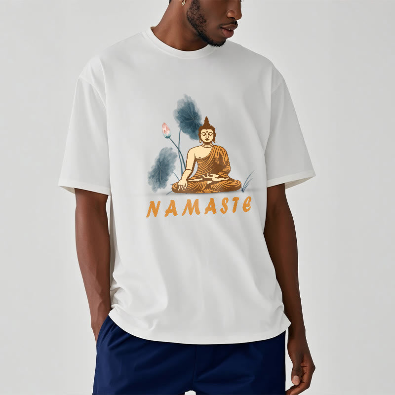 Buddha Stones NAMASTE Buddha Lotus Leaf Tee T-shirt - image 4