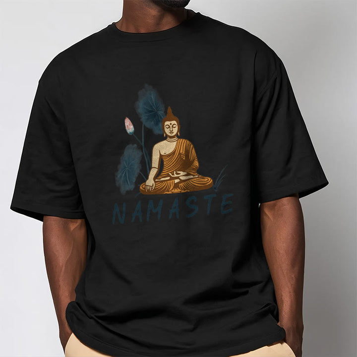 Buddha Stones NAMASTE Buddha Lotus Leaf Tee T-shirt - image 26