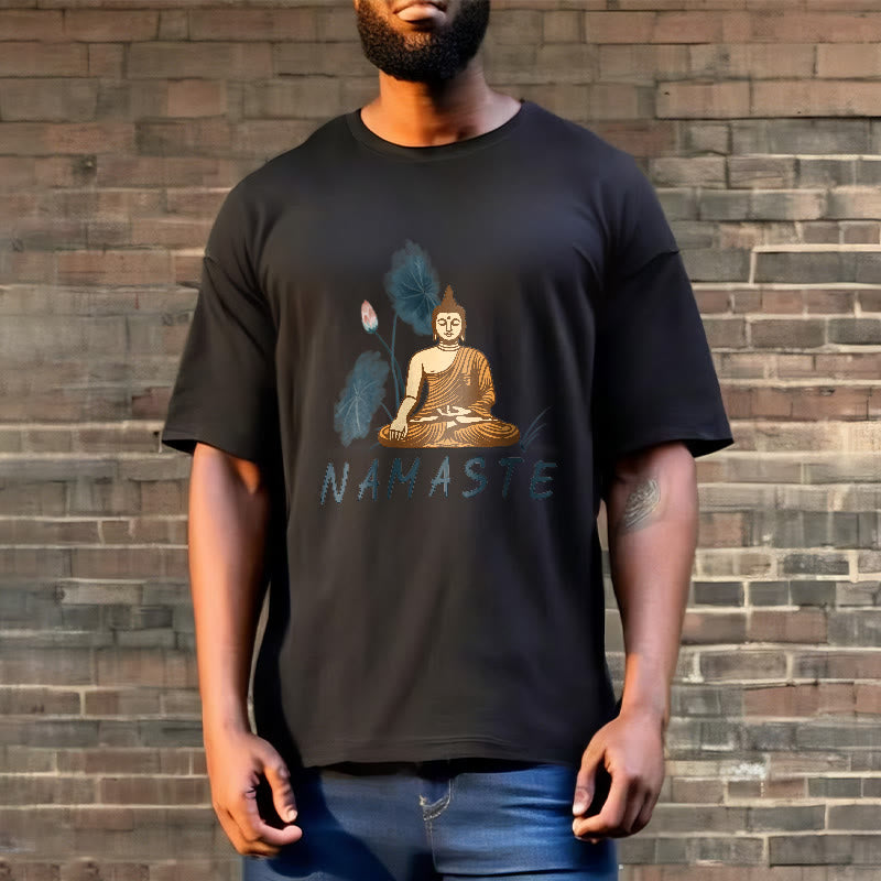 Buddha Stones NAMASTE Buddha Lotus Leaf Tee T-shirt - image 27