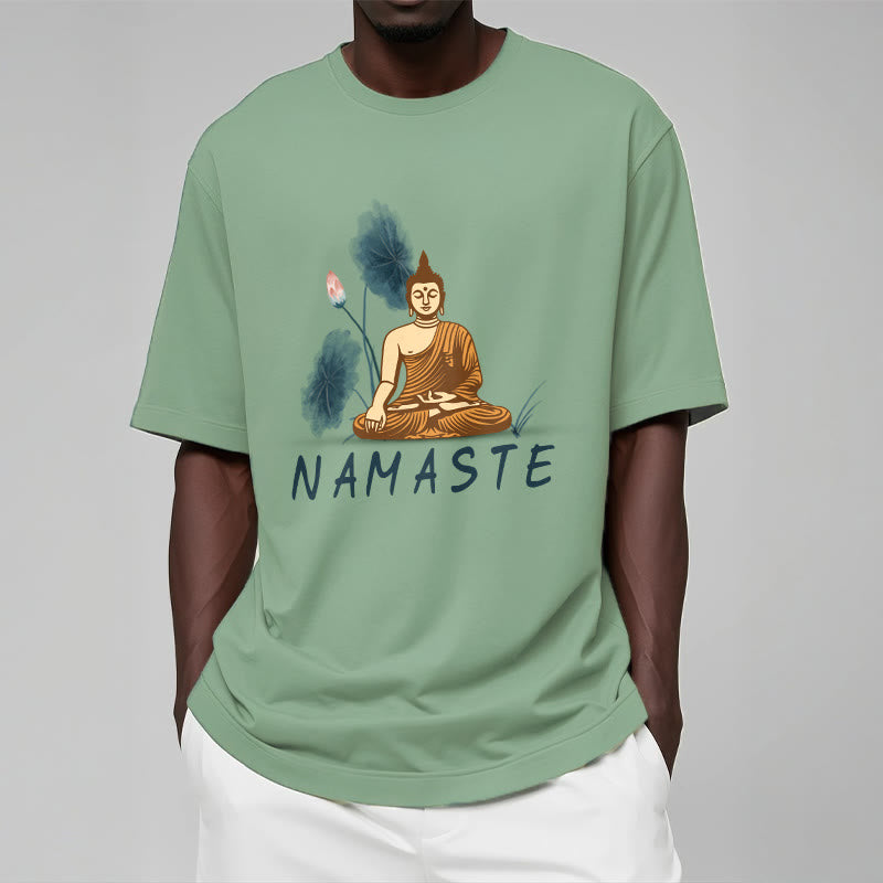Buddha Stones NAMASTE Buddha Lotus Leaf Tee T-shirt - image 34