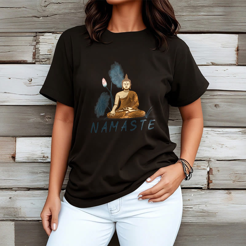 Buddha Stones NAMASTE Buddha Lotus Leaf Tee T-shirt - image 28