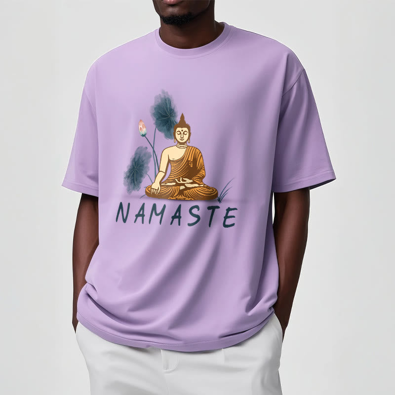 Buddha Stones NAMASTE Buddha Lotus Leaf Tee T-shirt - image 36