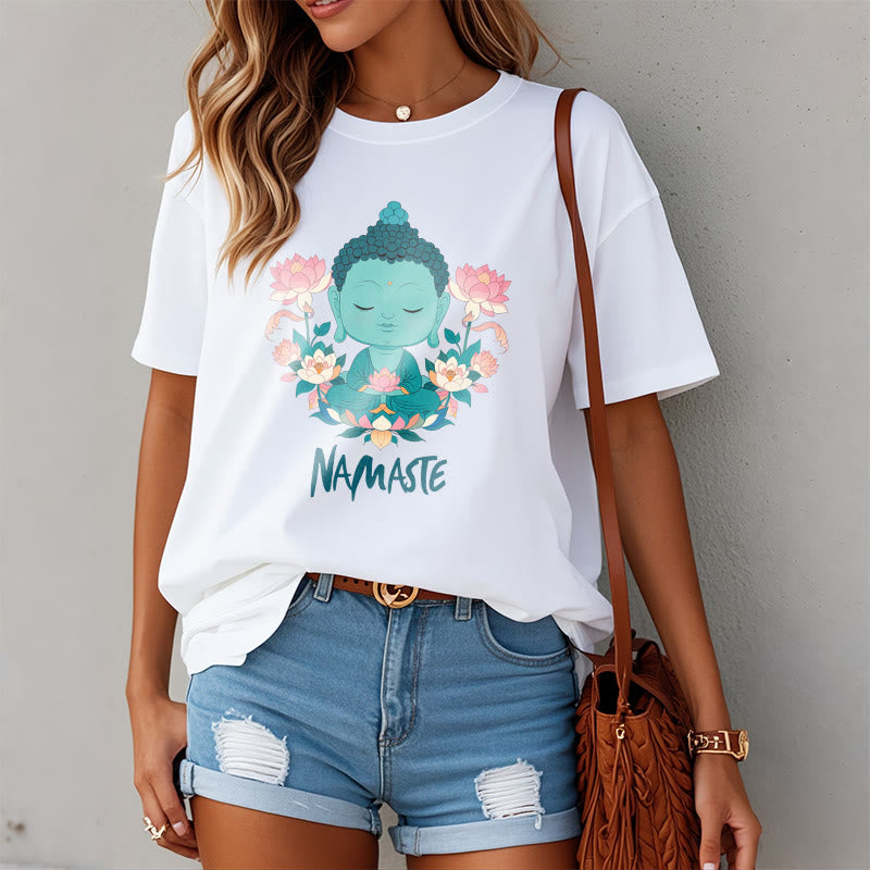 Buddha Stones NAMASTE Buddha Lotus Meditation Tee T-shirt - image 4