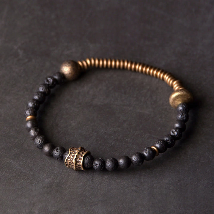 Buddha Stones Support Healing Lava Rock Beads Copper Bracelet