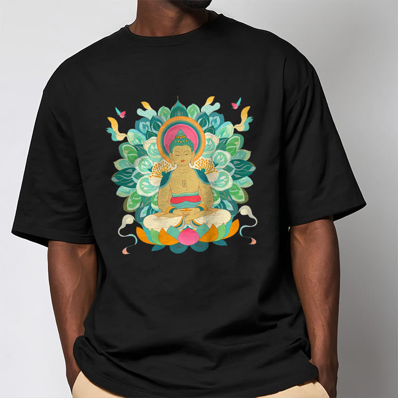 Buddha Stones Butterfly Lotus Buddha-Inspired Tee T-shirt - image 5