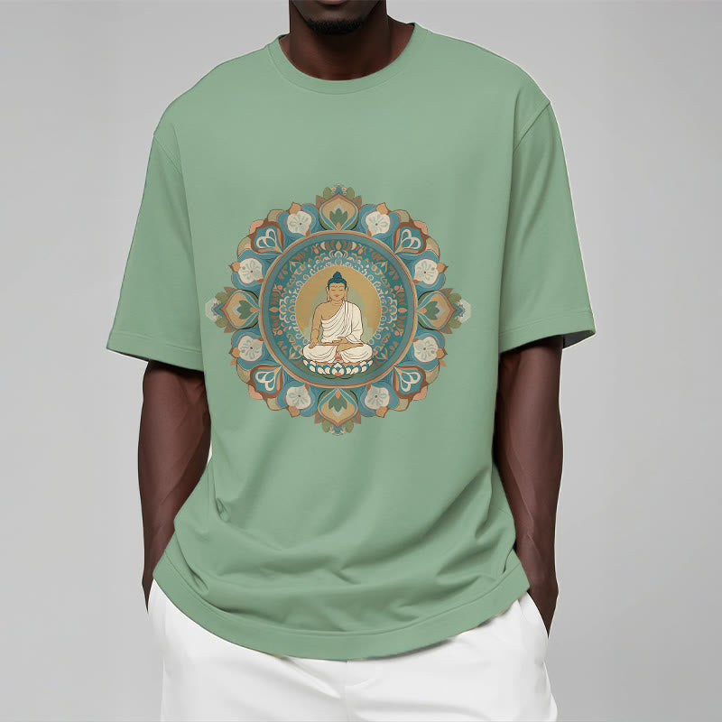 Buddha Stones Mandala Flower Buddha Tee T-shirt