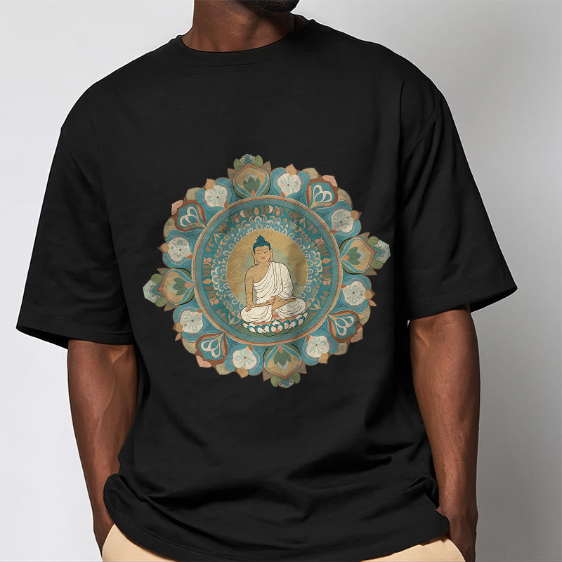 Buddha Stones Mandala Flower Buddha Tee T-shirt