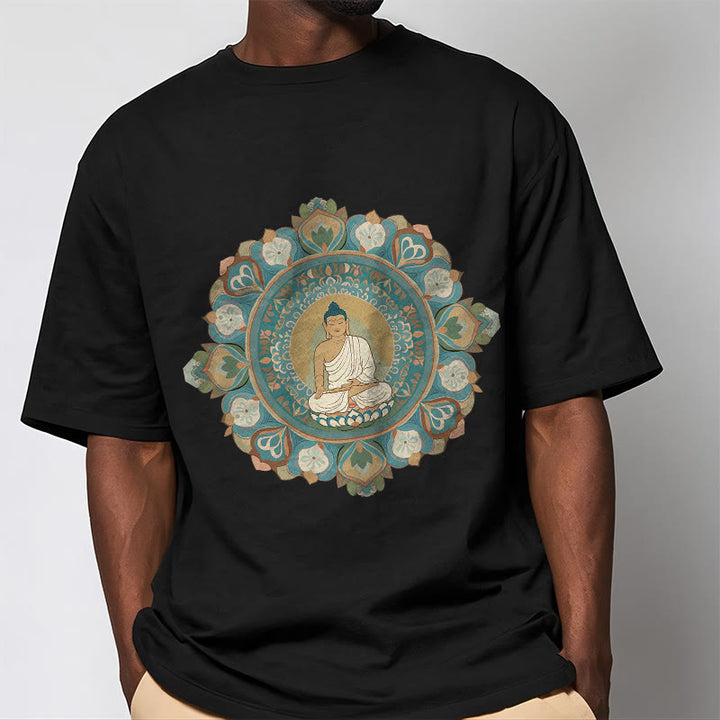 Buddha Stones Mandala Flower Buddha Tee T-shirt