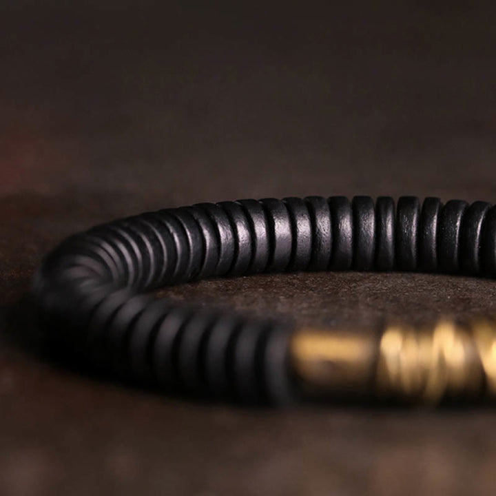 Buddha Stones Calm Tibetan Ebony Wood Copper Bracelet