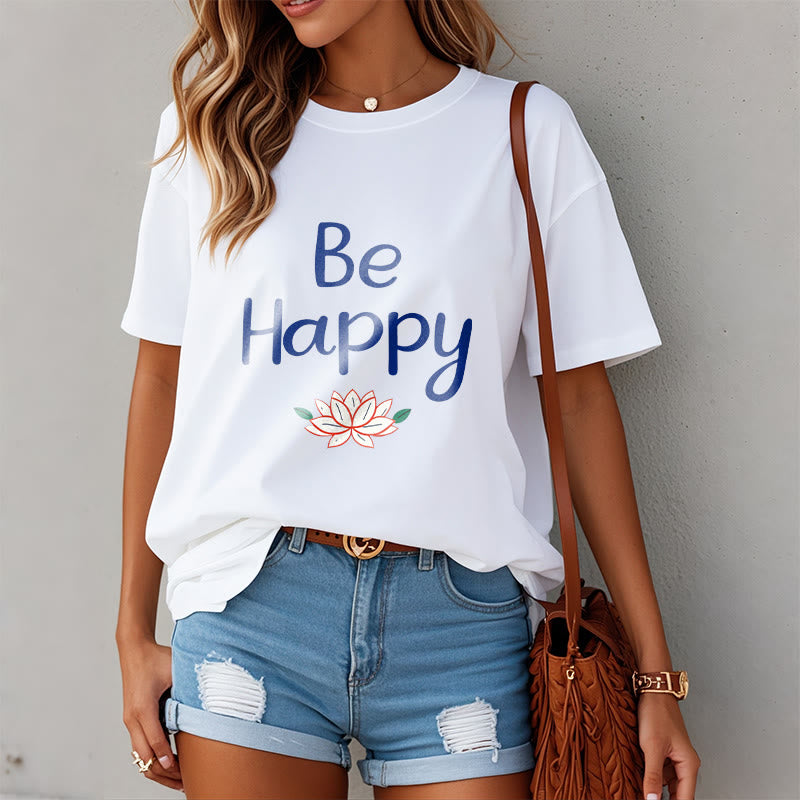 Buddha Stones Be Happy Lotus Tee T-shirt - image 2
