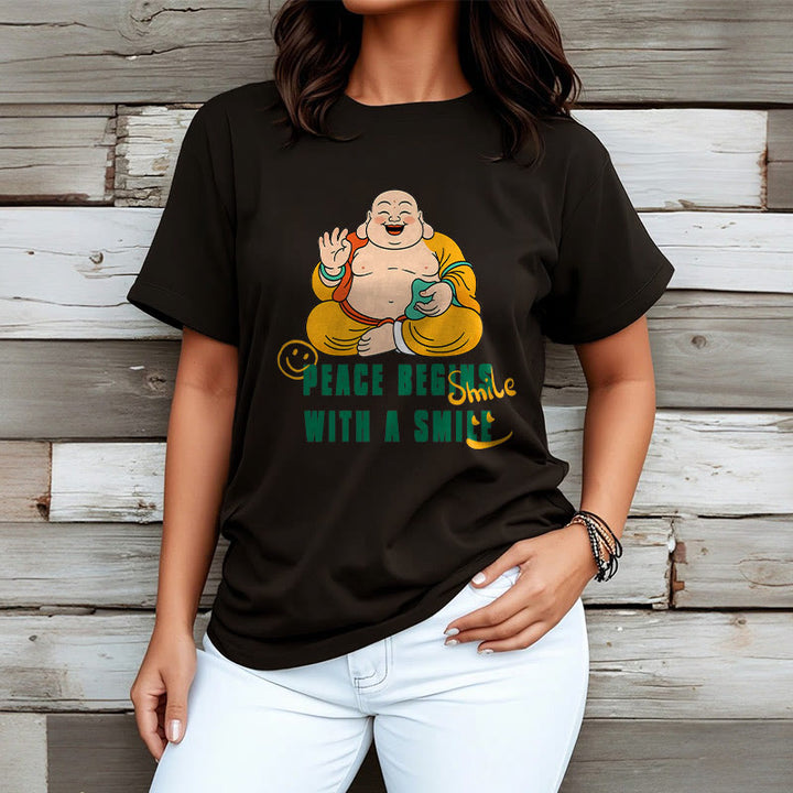Buddha Stones Peace Begins With A Smile Tee T-shirt - image 9