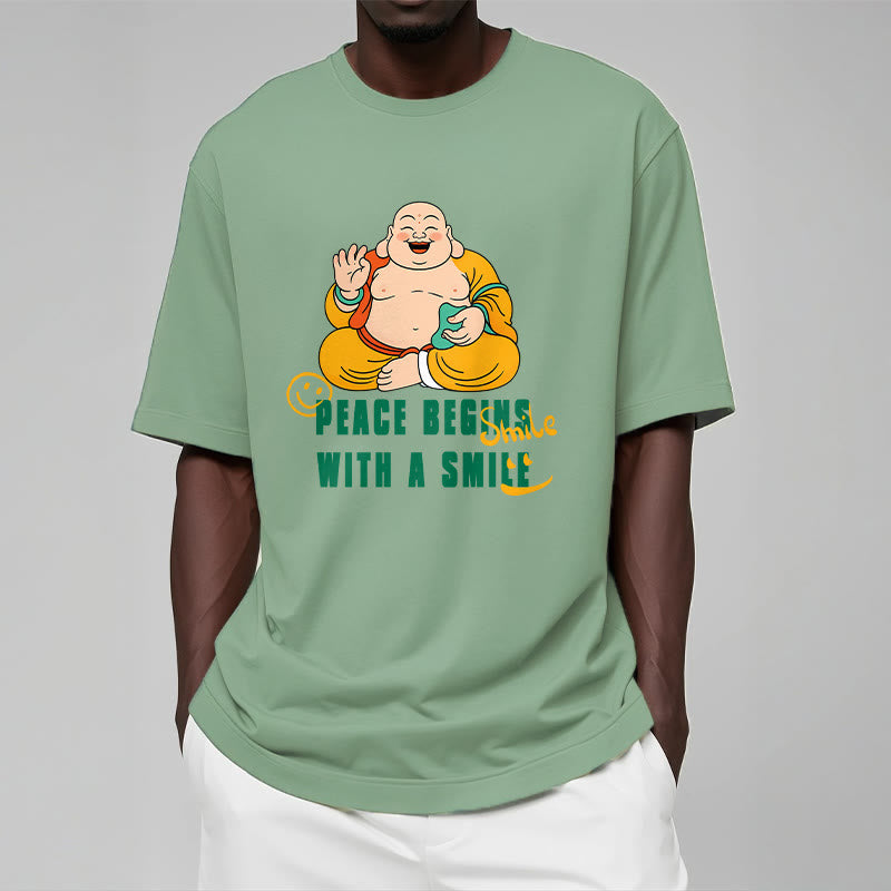 Buddha Stones Peace Begins With A Smile Tee T-shirt - image 2