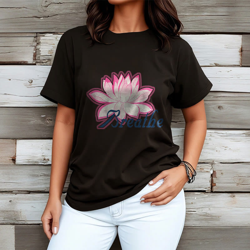 Buddha Stones BREATHE Lotus Flower Tee T-shirt