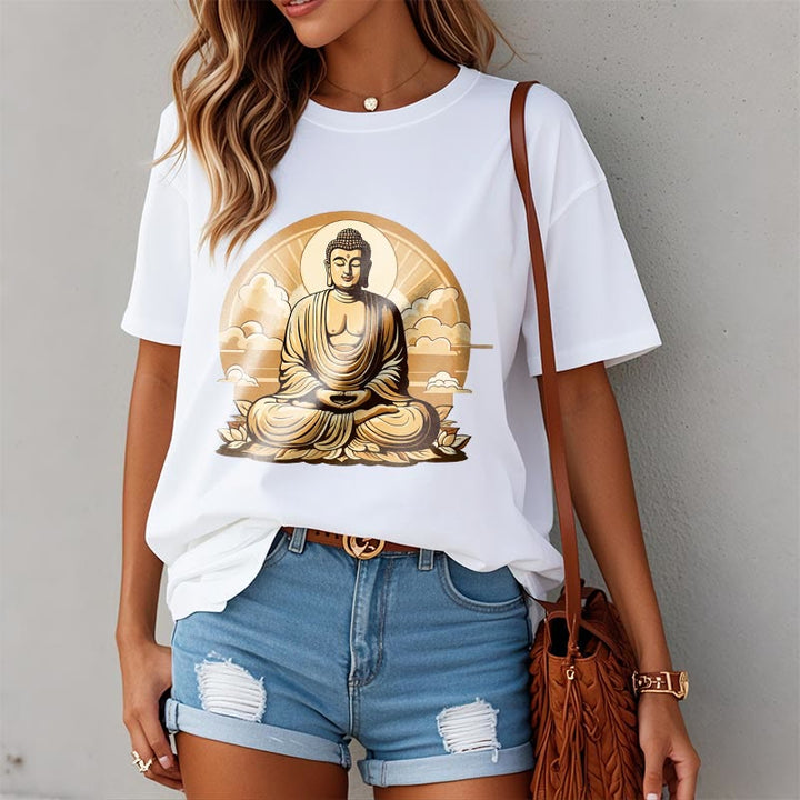 Buddha Stones Sun Auspicious Clouds Buddha Tee T-shirt - image 5
