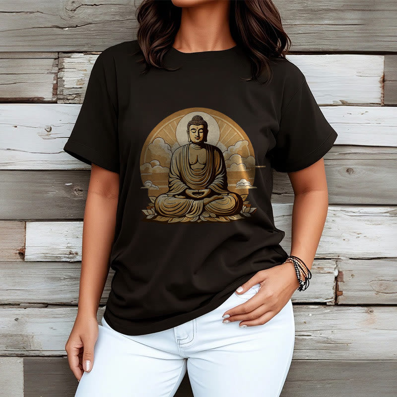 Buddha Stones Sun Auspicious Clouds Buddha Tee T-shirt