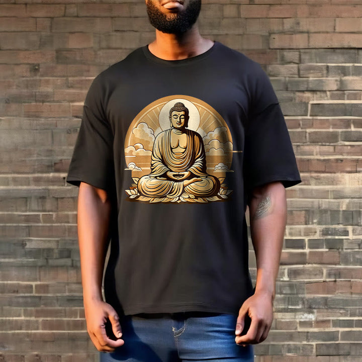 Buddha Stones Sun Auspicious Clouds Buddha Tee T-shirt