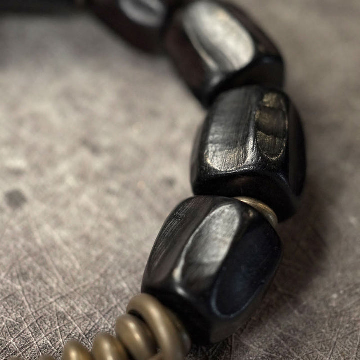 Buddha Stones Vintage Peace Ebony Wood Copper Beads Bracelet