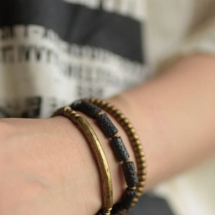 Buddha Stones Vintage Lava Rock Copper Beads Multi-layered Wrap Bracelet - image 7