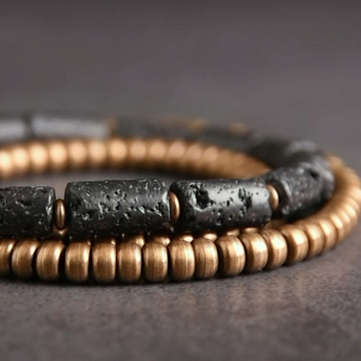 Buddha Stones Vintage Lava Rock Copper Beads Multi-layered Wrap Bracelet - image 4