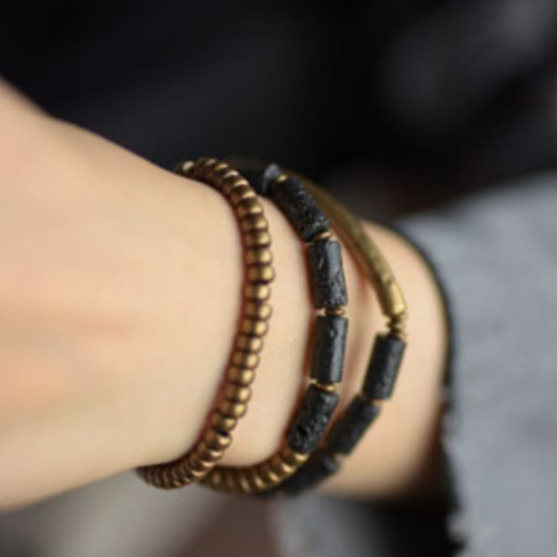 Buddha Stones Vintage Lava Rock Copper Beads Multi-layered Wrap Bracelet - image 9