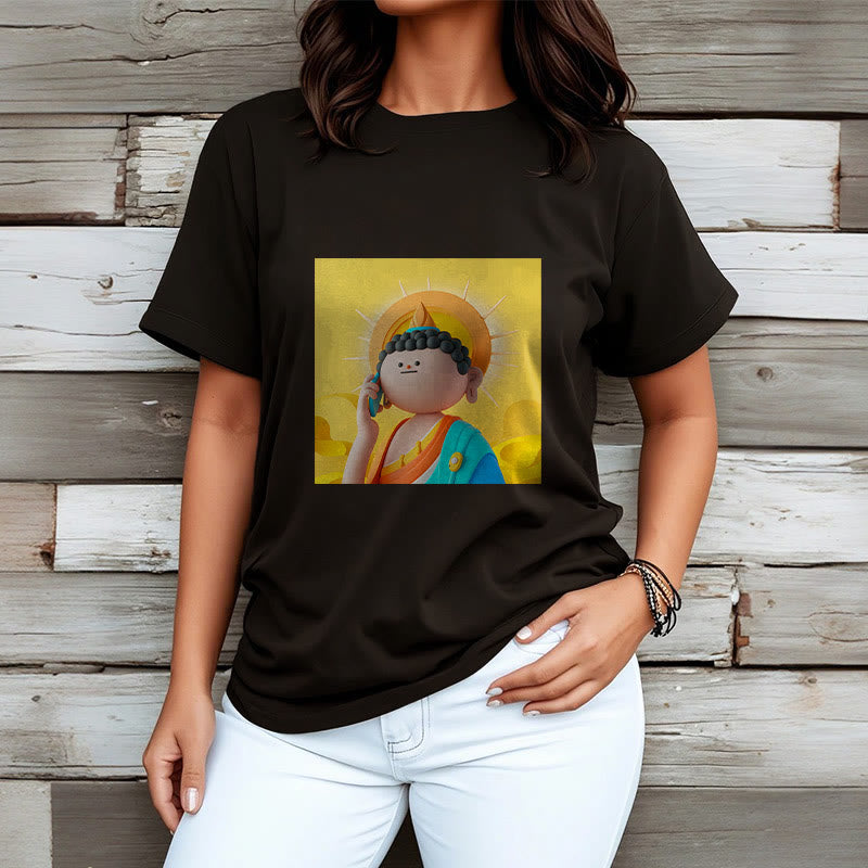 Buddha Stones Buddha Picks Up The Phone Tee T-shirt - image 7