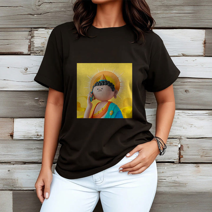 Buddha Stones Buddha Picks Up The Phone Tee T-shirt - image 7