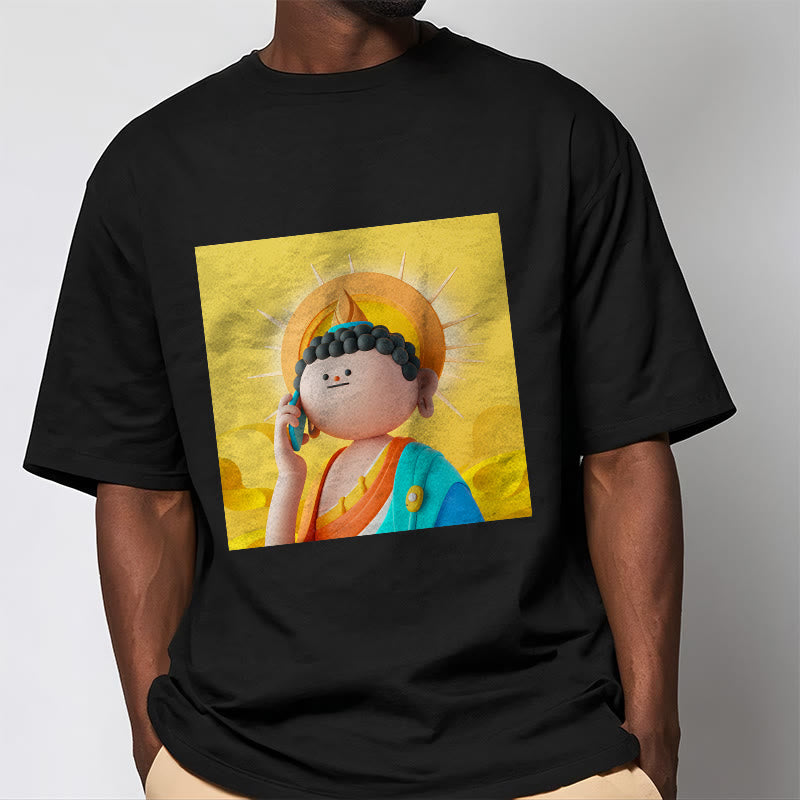 Buddha Stones Buddha Picks Up The Phone Tee T-shirt - image 5