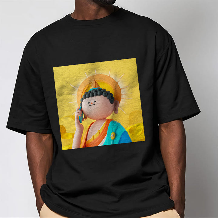 Buddha Stones Buddha Picks Up The Phone Tee T-shirt - image 5