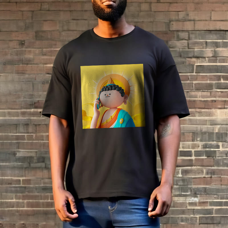 Buddha Stones Buddha Picks Up The Phone Tee T-shirt - image 6