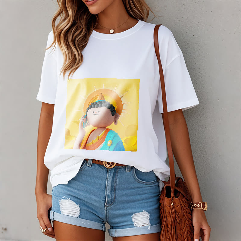 Buddha Stones Buddha Picks Up The Phone Tee T-shirt - image 3